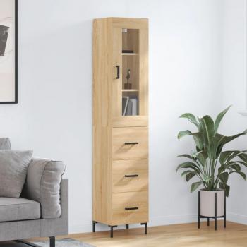 Aparador de madera contrachapada roble Sonoma 34,5x34x180 cm