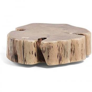 Kave Home - Mesa de Centro Essi Redonda Ø 65 cm de Madera de Acacia con Ruedas