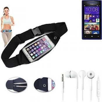 Cinturón de bandolera bolso de la cintura bolsa para HTC Windows Phone 8X, negro + auriculares. Aptitud del deporte de la cubierta a prueba de lluvia Ejercicio corriente - K-S-Trade