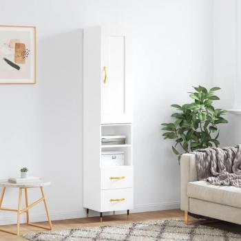 Aparador alto de madera multicapa blanco 34,5x34x180 cm