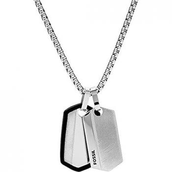 Collar de Acero Inoxidable para Hombre Vintage Casual Fossil JF03996040, Longitud 66 cm, Ancho 2.8 mm, Color Negro