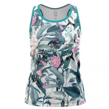 Camiseta sin mangas Otso Garden verde y blanco para mujer - Talla M