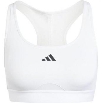 Sujetador deportivo adidas Power Racer Medium 3-Stripes para mujeres - Blanco