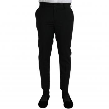 Dolce & Gabbana Black Slim-Fit Wool Dress Pants - IT48 | M