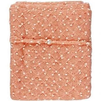 iEFiEL Manta Envolvente bebe de Ganchillo Hecha a Mano con Tocado de Cabeza para Recién Nacidos Rosa de Coral Talla Única