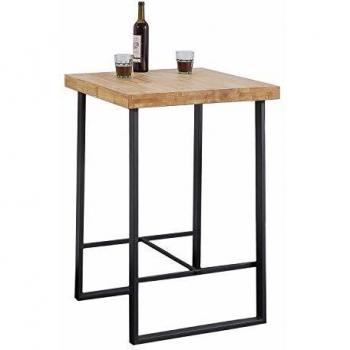 Adec Group Natural, Mesa Alta de Cocina, Mesa de Bar, Barra, Mesa Contract, Color Roble Salvaje y Negro, Medidas: 70 cm