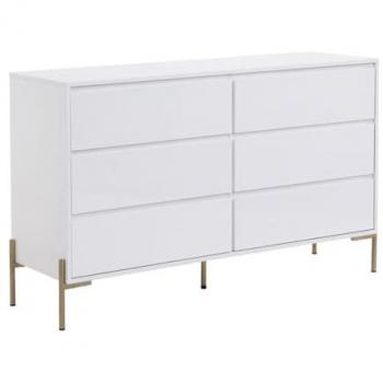 Cómoda 6 cajones - MDF y metal - Blanco lacado y dorado - KORASA de Pascal Morabito