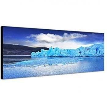 Pared Imagen sobre lienzo como panorámico en 150 x 50 cm Patagonia Mar Hielo Montañas welken crepuscular