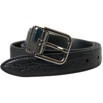 Dolce & Gabbana Elegant Leather Belt with Metal Buckle - 95 cm / 38 Inches, Black, Male, Silver Metal Buckle
