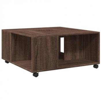 Mesa de centro madera de ingeniería marrón roble 80x80x40 cm