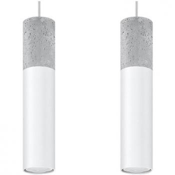 Lámpara Colgante Borgio 2 Blanca GU10 Acero Cemento Gris 2 Bombillas LED Suspendida 90cm