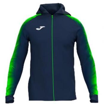 Chaqueta con capucha Joma Elite XI para mujer en color marino y verde fluor, sudadera con cremallera, talla M