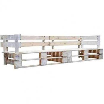 vidaXL Sofá de Jardín de Palés Madera de Pino 2 Plazas Mobiliario de Exterior Terrazas Patios Balcones Decoración Muebles Bricolaje Casa Blanco