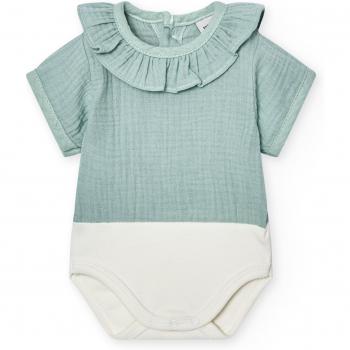 Pack de 2 bodys de bebé Babidu cuello volante bambula manga corta