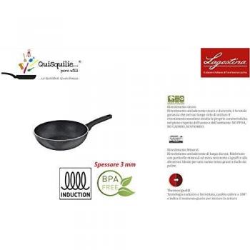 Wok Lagostina Performa 28 cm Antiaderente Negro con 1 Mango