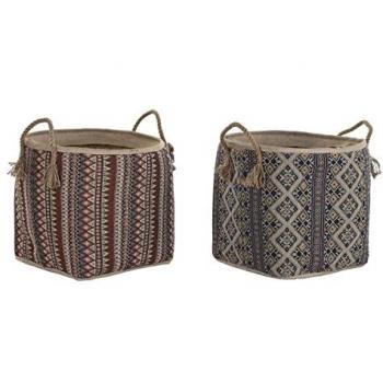 Cesta DKD Home Decor 40 x 40 x 48 cm Jute Hierba marina Boho (2 Unidades)