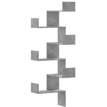 Estantería de pared de esquina madera gris hormigón 45x45x147cm