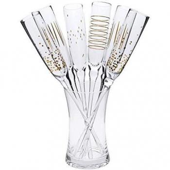 Gourmet Set 6 Copas de Cava Tipo Flauta con Soporte Colección 'Happy New Year'