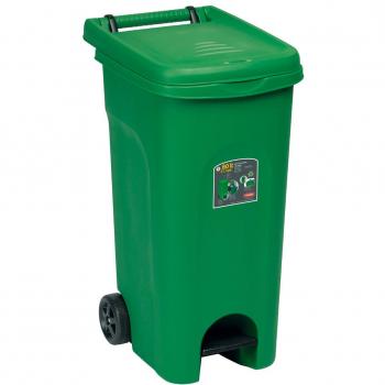 Bidón de Recogida Selectiva 80L Verde con Pedal y Ruedas Stefanplast Urban Eco System