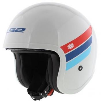 Casco Jet LS2 OF599 Spitfire II Retro Blanco-Azul-Rojo