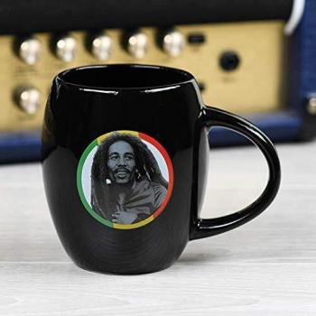 Bob Marley MGO25612 MGO25612-Taza Ovalada, 425 ml, Color Negro, 15 Ounces, cerámica