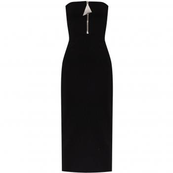 The Attico Women's Black Strapless Midi Dress, Size 42, Style 247WCM176RY02100