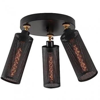 Plafón de Techo Cristal Record Modelo 13 con Tres Focos Orientables - Color Negro