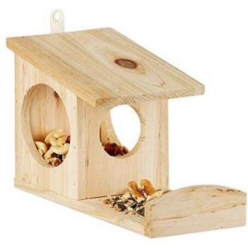 Comedero para Ardillas Colgante de Madera Resistente a la Intemperie 17,5 x 12 x 25 cm