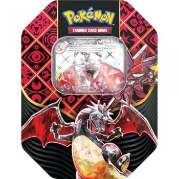 Juego de Cartas Pokémon: Lata Aleatoria de Sobres Scarlet & Violet - Paldean Fates con Charizard Ex y Iron Treads Ex