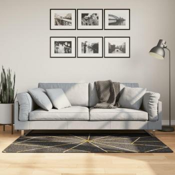 Alfombra lavable antideslizante negra y dorada 80x150 cm