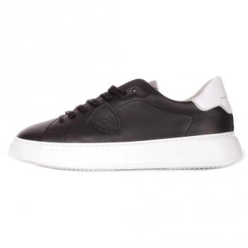 Philippe Model Men's Leather Lace-Up Sneakers Black White Size 8 US