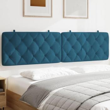 Cabecero de cama acolchado en terciopelo azul de 200 cm