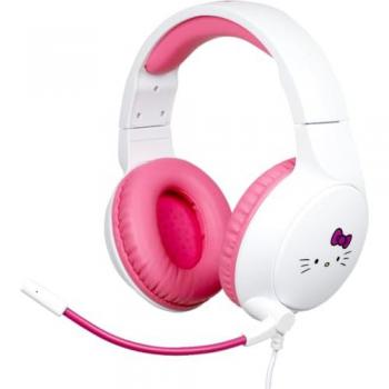 Auriculares Gaming Konix Hello Kitty con Micrófono - Circumaurales - Cable de 1,5 m - Jack 3,5 mm - Blanco y Rosa para PC, PS5, Switch 2 y Xbox