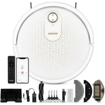 Robot Aspirador y Fregasuelos Sencor SRV 4550WH - Eficiente, Navegación Básica, 100 min de Autonomía, 28W, 59dB