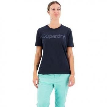 Superdry Women's Short Sleeve Tonal Embroidered Logo T-Shirt in Eclipse Navy