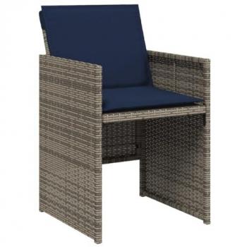 4-Piece Grey Poly Rattan Garden Chairs with Cushions