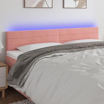 Cabecero LED de Terciopelo Rosa 200x5x78/88 cm