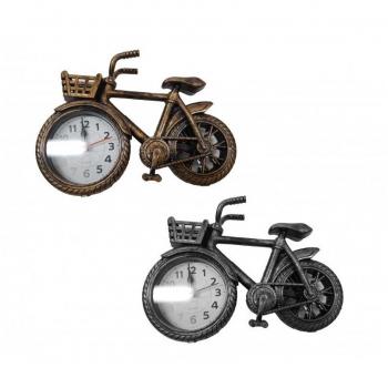 Reloj Despertador de Sobremesa Forma Bicicleta Cesta Analógica con Alarma para el Hogar