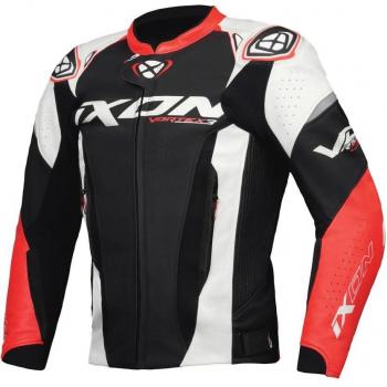 Ixon Vortex 3 Chaqueta de Moto de Cuero - Negro Blanco Rojo (S)