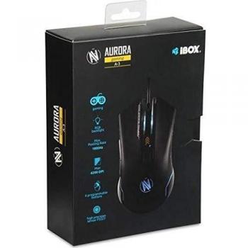 Ratón Gaming iBOX Aurora A-3, 6200 DPI, 6 botones, RGB