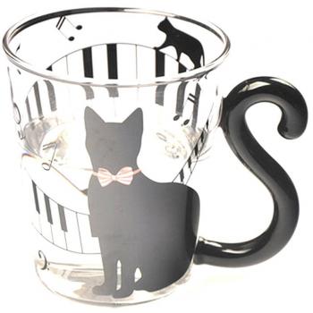 Taza De Cristal Del Gato Del Gatito Taza De Leche De Té De La Taza De La Música Taza De Café Creativa Linda