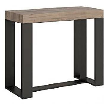 Consola extensible Futura Premium 90x40/300 cm Roble Natural Estructura Antracita