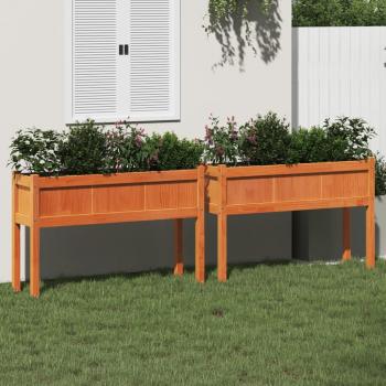 vidaXL Garden Planters 2 pcs with Legs Wax Brown Solid Wood Pine