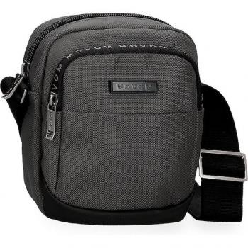 Bandolera pequeña Movom Buster con bolsillo frontal gris