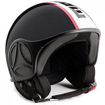 MOMO Minimomo - Casco jet, color negro y rojo