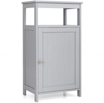 Armario del Baño Multifuncional de Madera Gris con Puerta Individual y Repisa Regulable, Organizador Moderno, Dimensiones 45 x 30 x 84 cm