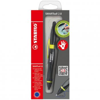 STABILO - Bolígrafo ergonómico con puntero para pantalla táctil SMARTball 2.0, Color verde, Para diestros