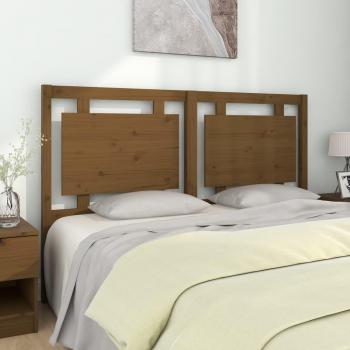 Cabecero para cama de madera maciza de pino en color marrón miel, dimensiones 155,5x4x100 cm
