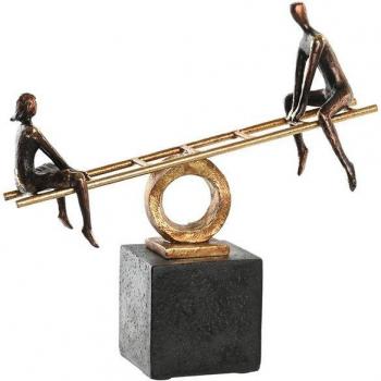 Figura Decorativa DKD Home Decor Negro Dorado Metal Resina Personas Moderno 27 x 9 x 27,5 cm
