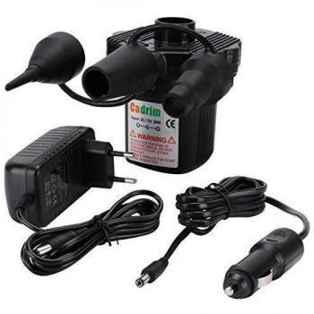 Cadrim 2 en 1 Bomba de Aire Eléctrica,50 W DC12 V/AC230 V Eléctrico Bomba con Manguera para Colchones de Aire, Botes Inflables, Camas de Invitados, Piscinas Inflables o Camping